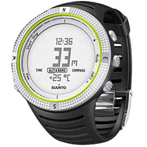Suunto CORE Aluminium vert flash, bracelet élastomère noir