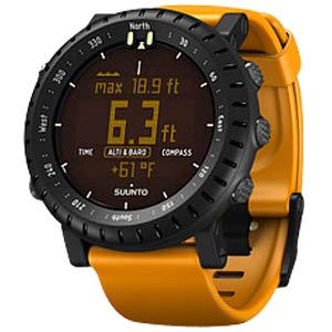 Suunto CORE cadran noir Composite, bracelet orange