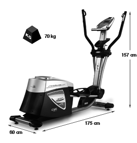 Dimensions vélo elliptique IRIDIUM avant GSG