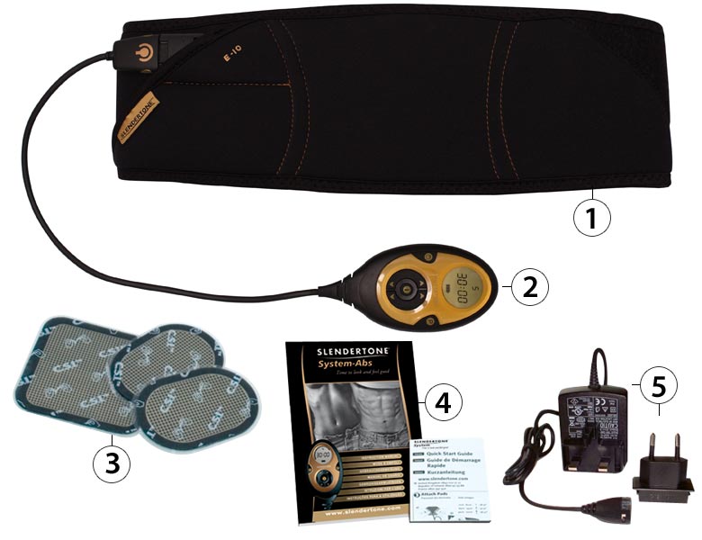 Déscriptif des éléments qui composent le Pack SLENDERTONE Ceinture SYSTEM Homme