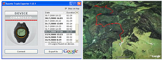 Google Earth avec la montre Suunto X10 Google Earth avec la montre Suunto X10