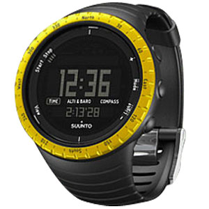Suunto CORE Cadran composite Noir jaune, bracelet élastomère noir