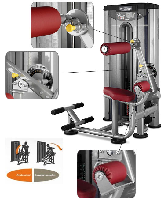 Banc BH Fitness Hipower   travail abdominaux et lombaires